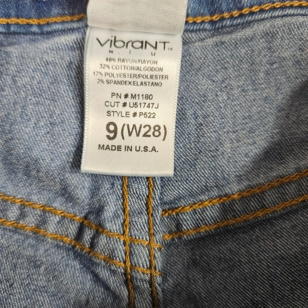 Vibrant MIU Womens High Waisted Flare Jeans Medium Wash Size 9 W28 P522 USA Made